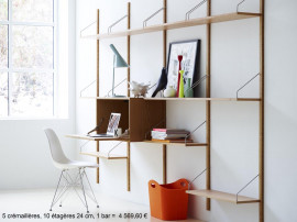 Mid modern scandinavian shelving system in oak, model Royal System by Poul Cadovius, new edition. 