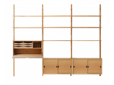 Mid modern scandinavian shelving system, model Royal System by Poul Cadovius, new edition. Comb 1