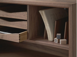 Mid modern scandinavian shelving system in walnut, model Royal System by Poul Cadovius, new edition. 