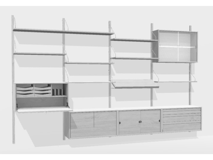 Shelving system, model Royal System by Poul Cadovius, to build yourself. New édition.new edition.