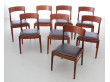 Mid-Century modern scandinavian set of 8 teck chairs model 26 by Henning Kjærnulf.