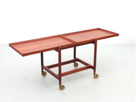 Mid-Century modern scandinavian serving cart in teak by Poul Hundevad