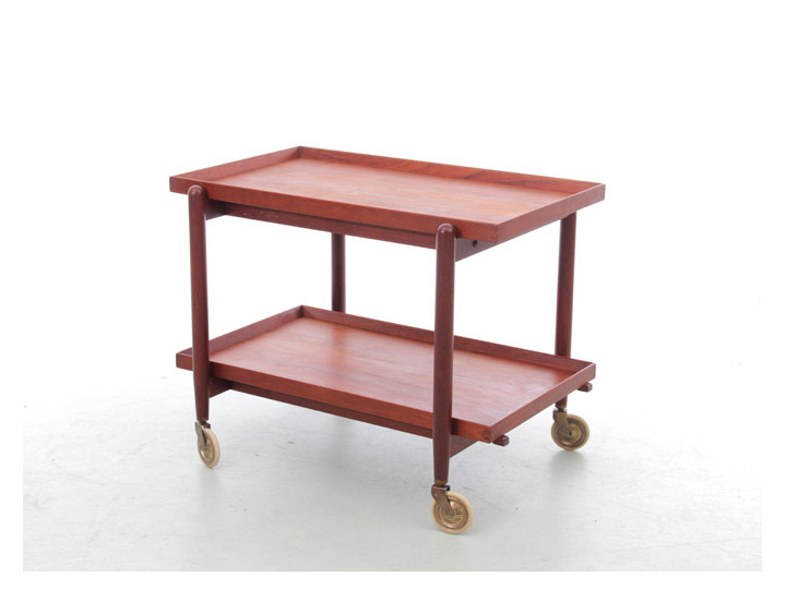 Mid-Century modern scandinavian serving cart in teak by Poul Hundevad