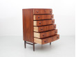 Mid-Century modern Scandinavian chest of drawers in Rio rosewood. 6 drawers