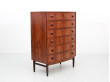 Mid-Century modern Scandinavian chest of drawers in Rio rosewood. 6 drawers