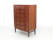 Mid-Century modern Scandinavian chest of drawers in Rio rosewood. 6 drawers