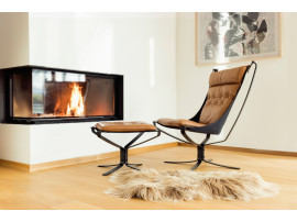 Fauteuil scandinave  Falcon First, dossier haut de Sigurd Resell. Nouvelle édition.