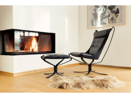 Fauteuil scandinave  Falcon phoenix, dossier haut de Sigurd Resell. Nouvelle édition.