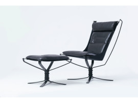 Fauteuil scandinave  Falcon phoenix, dossier haut de Sigurd Resell. Nouvelle édition.