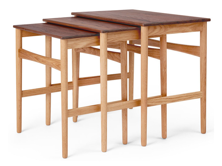 Mid-Century Modern CH004 Nesting tables by Hans Wegner. New edition. Oak/Walnut