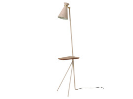 Lampadaire scandinave Cone avec tablette en teak nouvelle édition