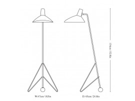 Lampadaire ou liseuse scandinave Tripod HM8 noir. Edition neuve.