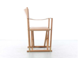 Mid-Century  modern scandinavian chair Folding MK16 by Mogens Koch. New product. Leather