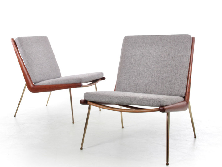 Pair of Scandinavian teak easy chairs Model FD-134 "Boomerang" by Peter Hvidt.