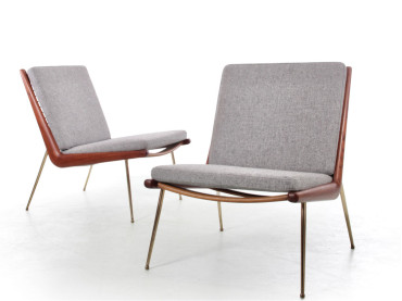 Pair of Scandinavian teak easy chairs Model FD-134 "Boomerang" by Peter Hvidt.
