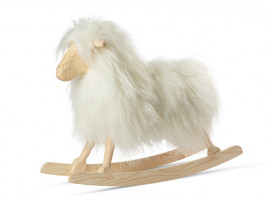 Scandinavian rocking long wool white sheep by Povl Kjer