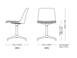 Chaise de bureau scandinave modèle Rely HW12. Pied pivotant