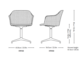 Fauteuil de bureau scandinave modèle Rely HW40 pivotant