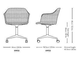 Fauteuil de bureau scandinave modèle Rely HW49  pivotant à roulette