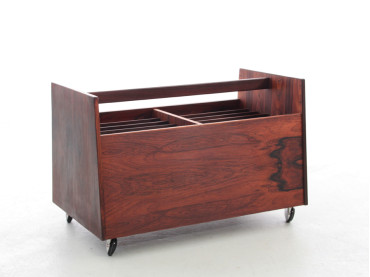 Rack pour disques vinyle ou porte-revues scandinave en palissandre de Rio
