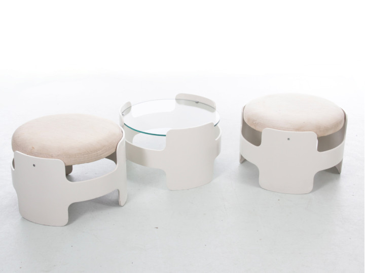 Ensemble de 2 tabourets et 1 table basse de Gerd Lange pour "Die Gute Form"