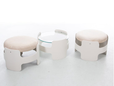 Ensemble de 2 tabourets et 1 table basse de Gerd Lange pour "Die Gute Form"