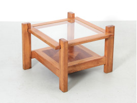 Table basse ou table d'appoint en pin. Design  français 1970's