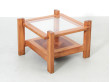 Table basse ou table d'appoint en pin. Design  français 1970's