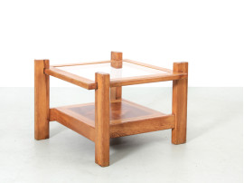Table basse ou table d'appoint en pin. Design  français 1970's