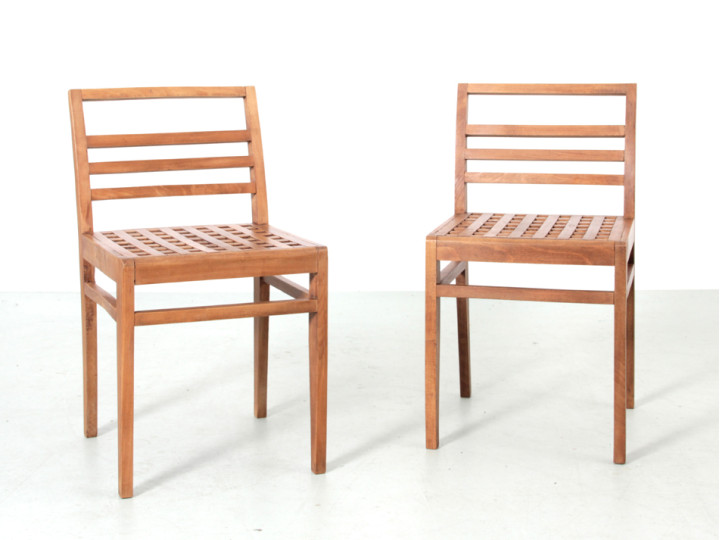 Paire de chaises caillebotis modèle 103, 1941, René Gabriel Paire de chaises caillebotis modèle 103, 1941, René Gabriel