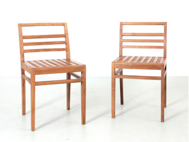 Paire de chaises caillebotis modèle 103, 1941, René Gabriel
