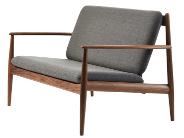 Canapé scandinave GJ 118, 2 places, Noyer, édition neuve