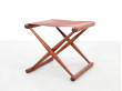 Tabouret pliant en teck et cuir