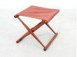 Tabouret pliant en teck et cuir