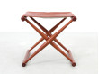 Tabouret pliant en teck et cuir