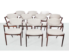 Suite de 10 chaises scandinaves en palissandre de Rio modele 42