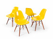 Suite de 4 chaises DSW Charles Eames - fibre de verre jaune édition Herman Miller