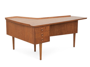 Bureau scandinave boomerang en teck