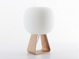 Table lamp in oak and opal glass model Toad by Timo Niskanen