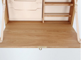 Mid century modern wall secretary desk in oak