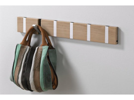 Porte manteau mural scandinave Knax, 6 patères, en érable, chêne, teck ou noyer