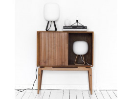 Mid-Century Modern scandinavian lamp in oak and opal