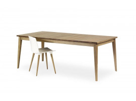 Table de repas scandinave à rallonge modèle T3 Plateau en chêne massif. 6/12 pers