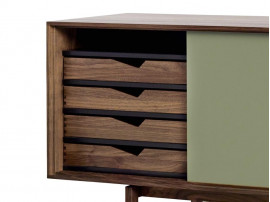 Enfilade scandinave modèle S1 noyer. Plusieurs coloris disponibles pour les portes. 