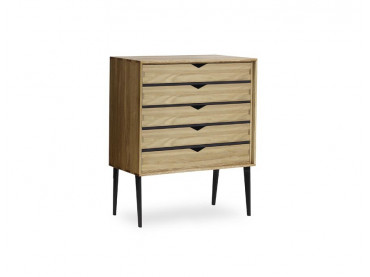 Petite commode scandinave 5 tiroirs Modèle S2 chêne