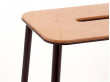 Adam stool.  Nature rectangular leather seat. Black, grey or white base. H50. 