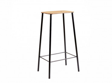 Adam stool. Rectangular nature leather seat and black structure. H65 cm or H76 cm