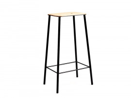 Adam stool. Oak. Grey structure. Rectangularseat. H65 cm or H76 cm