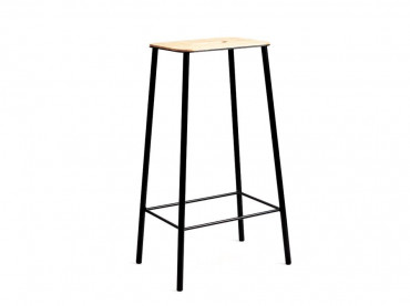 Adam Bar Stool. H65 cm ou H76 cm. Chêne. Assise rectangulaire. Piètement noir ou gris. 