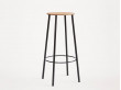 Adam Bar Stool Round. H65 cm ou H76 cm. Chêne. Piètement noir ou gris.